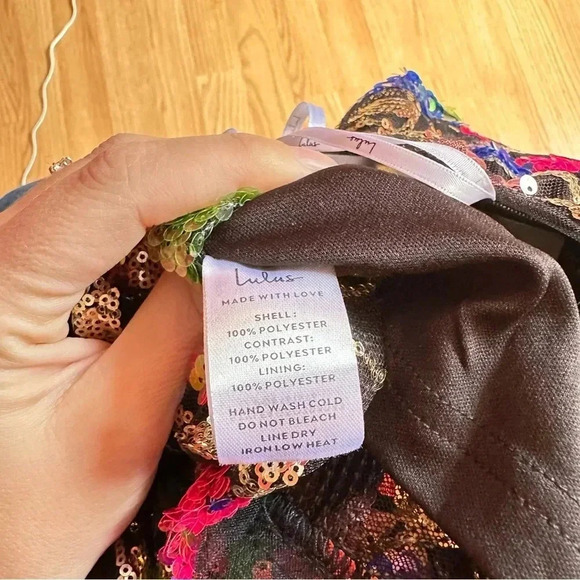 Lulu’s Thriving Blossom Black Mesh Sequin Bustier Strapless Mini Dress NWT - Picture 8 of 9